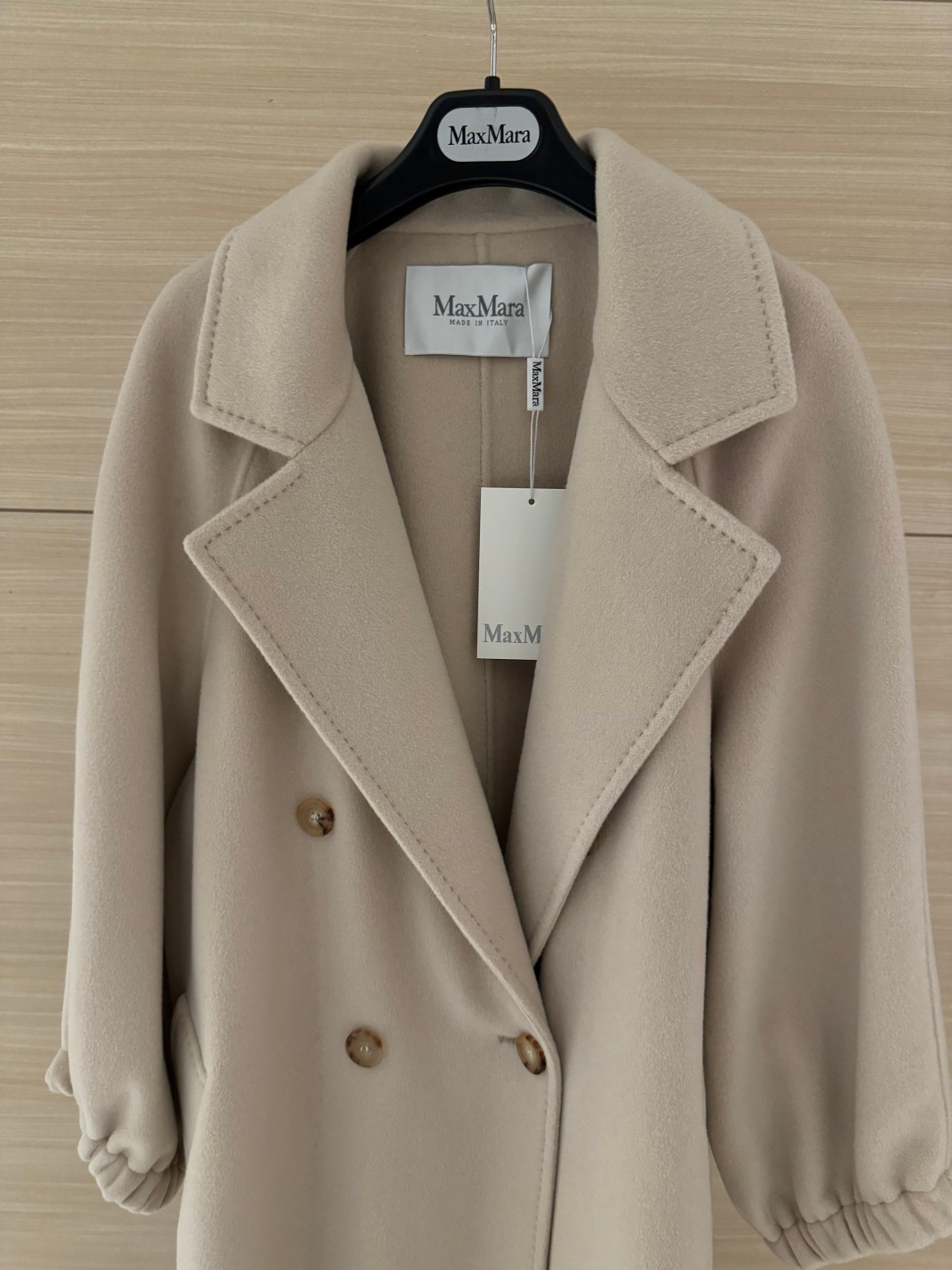 Bagsaaa Max Mara Zaffo cashmere double breasted long coat beige