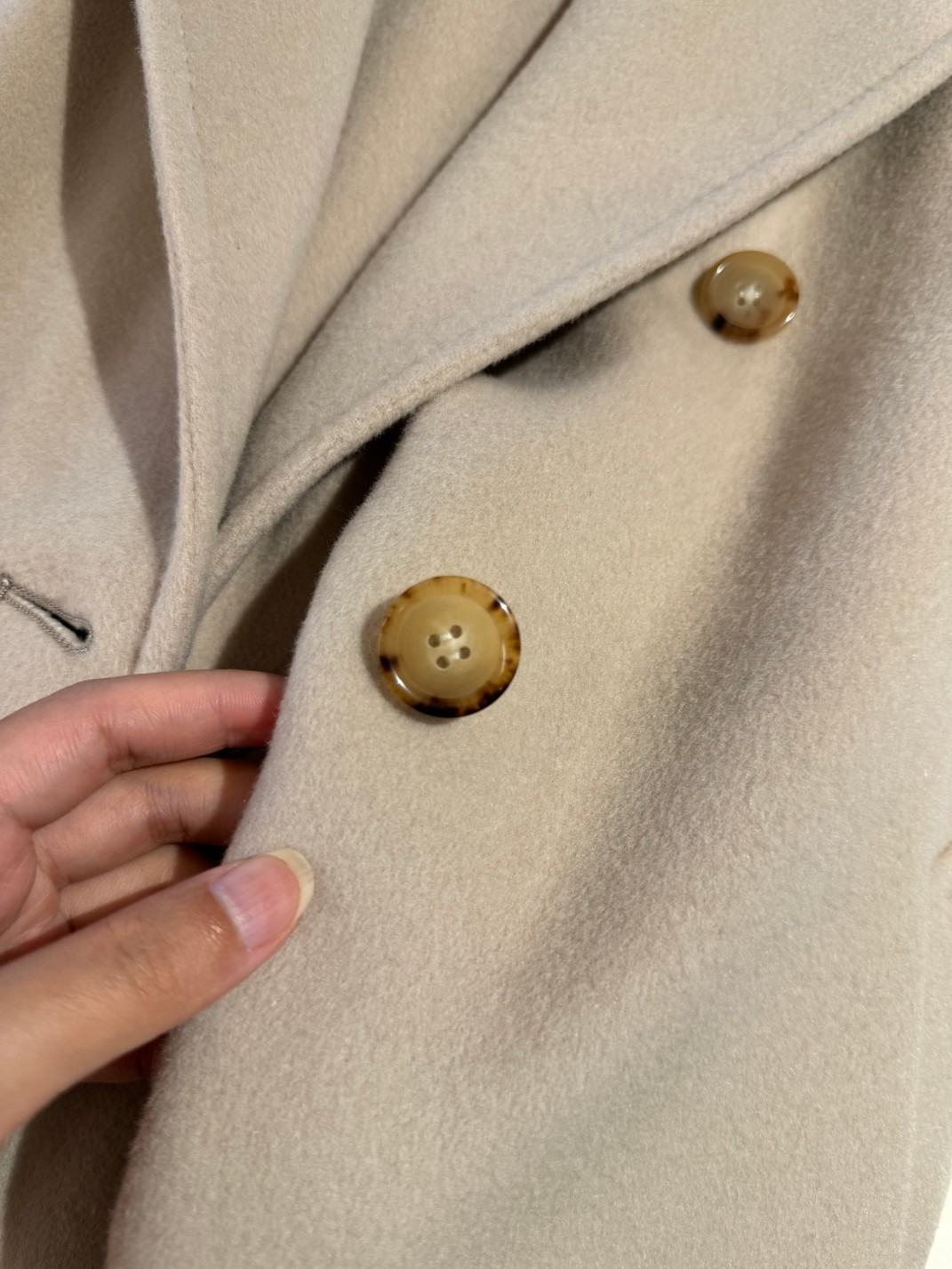 Bagsaaa Max Mara Zaffo cashmere double breasted long coat beige