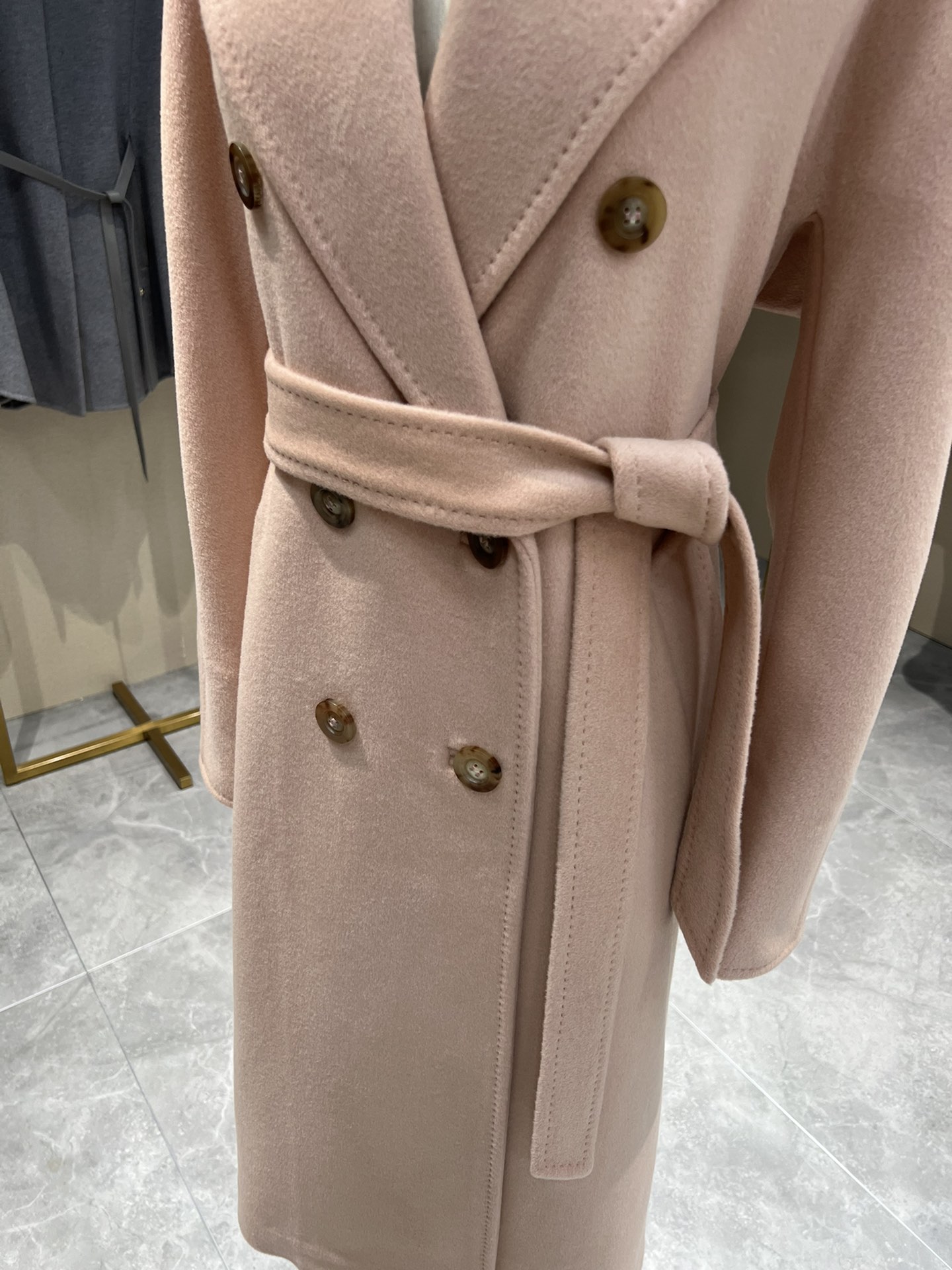 Bagsaaa Max Mara Pink Madame Wool And Cashmere Long Belted Coat