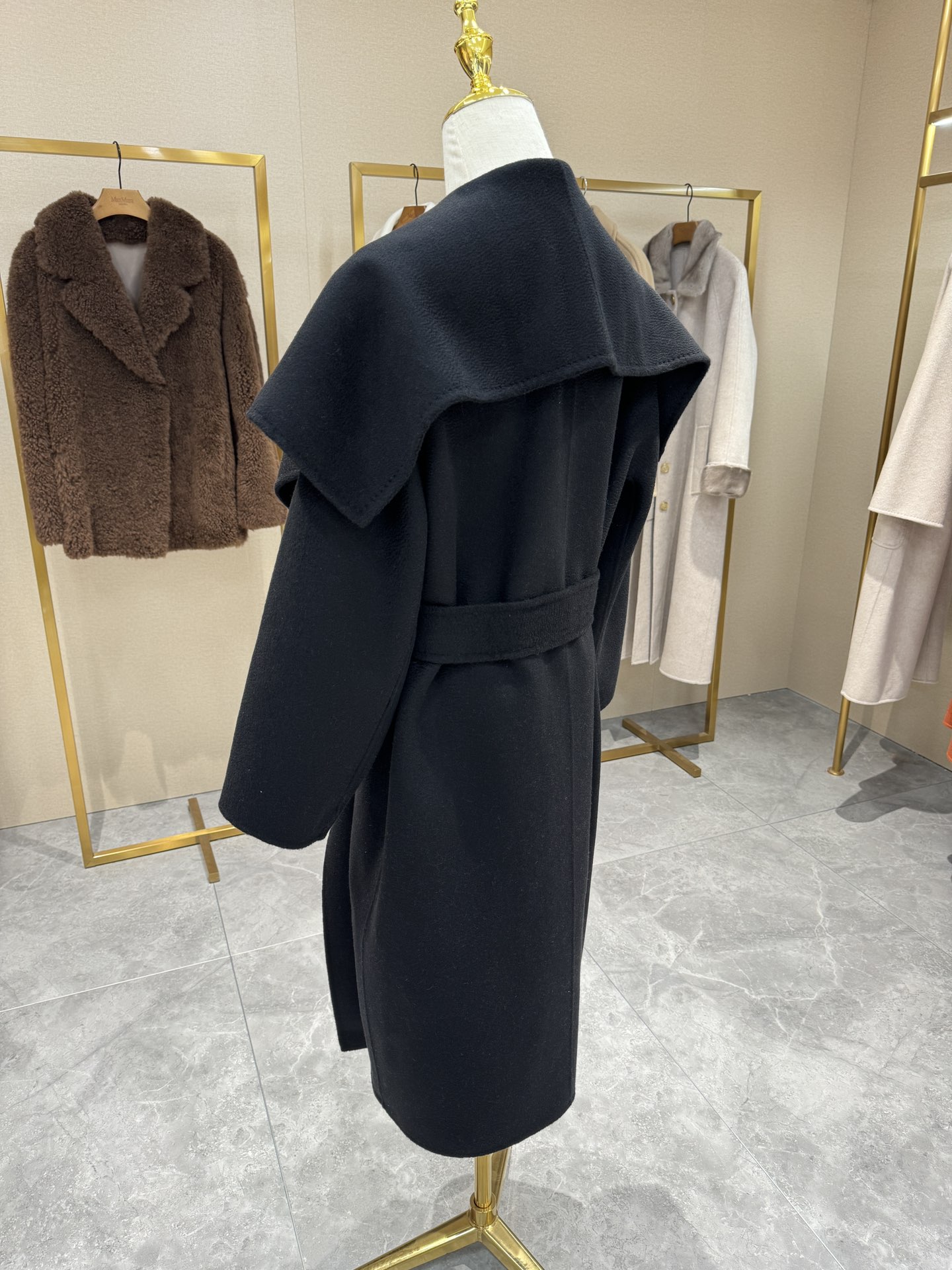 Bagsaaa Max Mara Rienza V-neck cashmere coat black