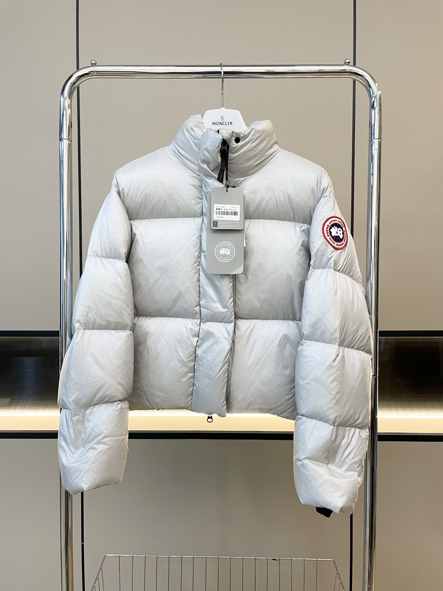 Bagsaaa Can*a G00se Cypress Cropped Puffer Light Silver