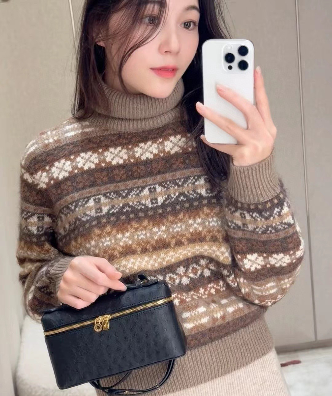 Bagsaaa L0r0 P1ana Scopello Turtleneck Wool Mocha/Deep Walnut