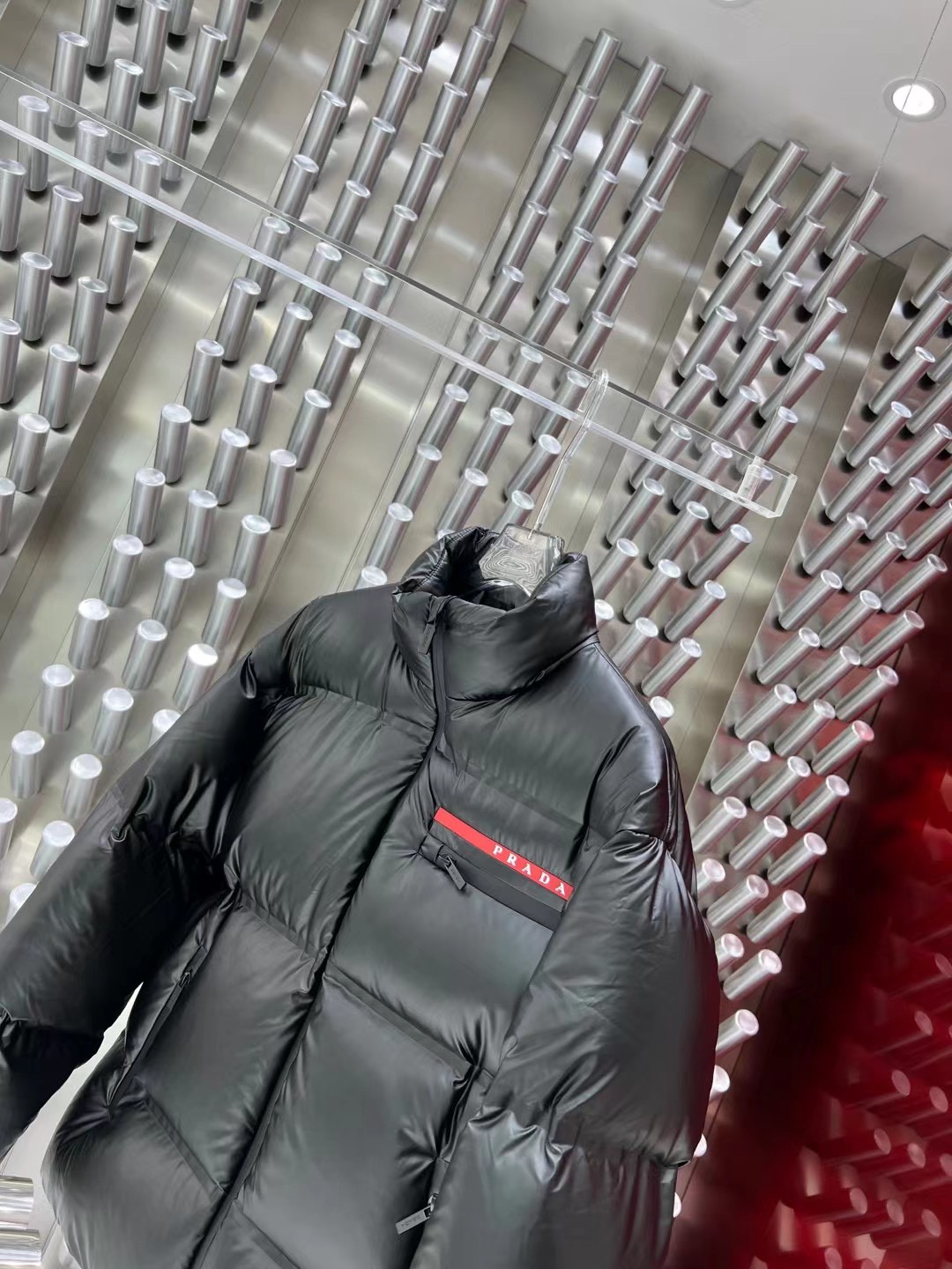 Bagsaaa Pra*a Light Re-Nylon hooded puffer jacket black