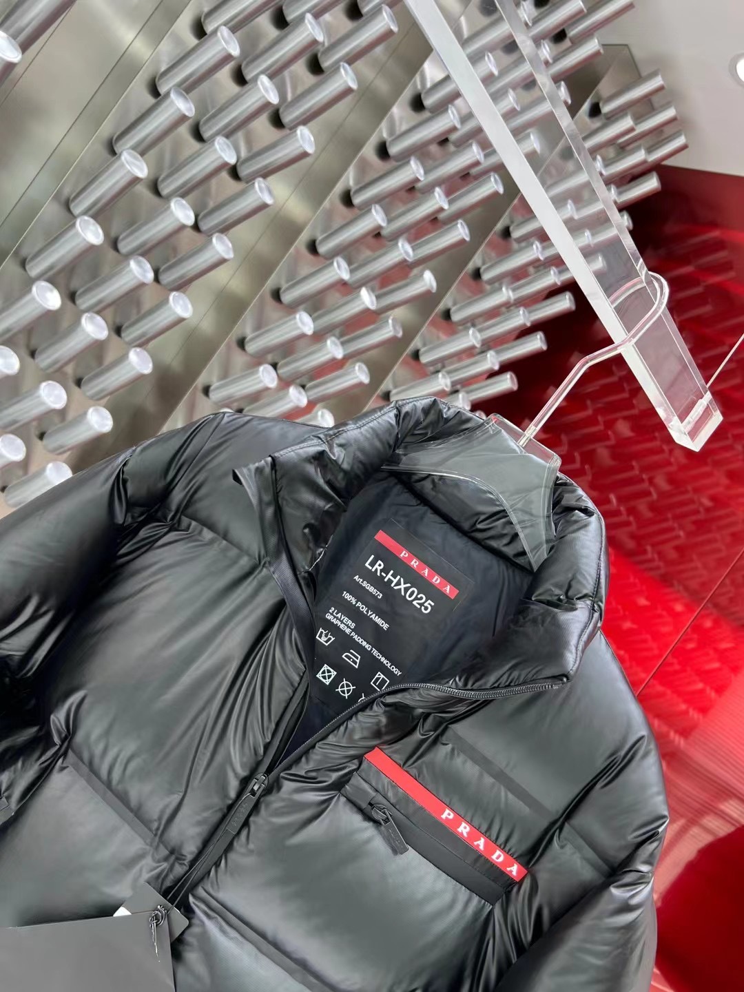 Bagsaaa Pra*a Light Re-Nylon hooded puffer jacket black