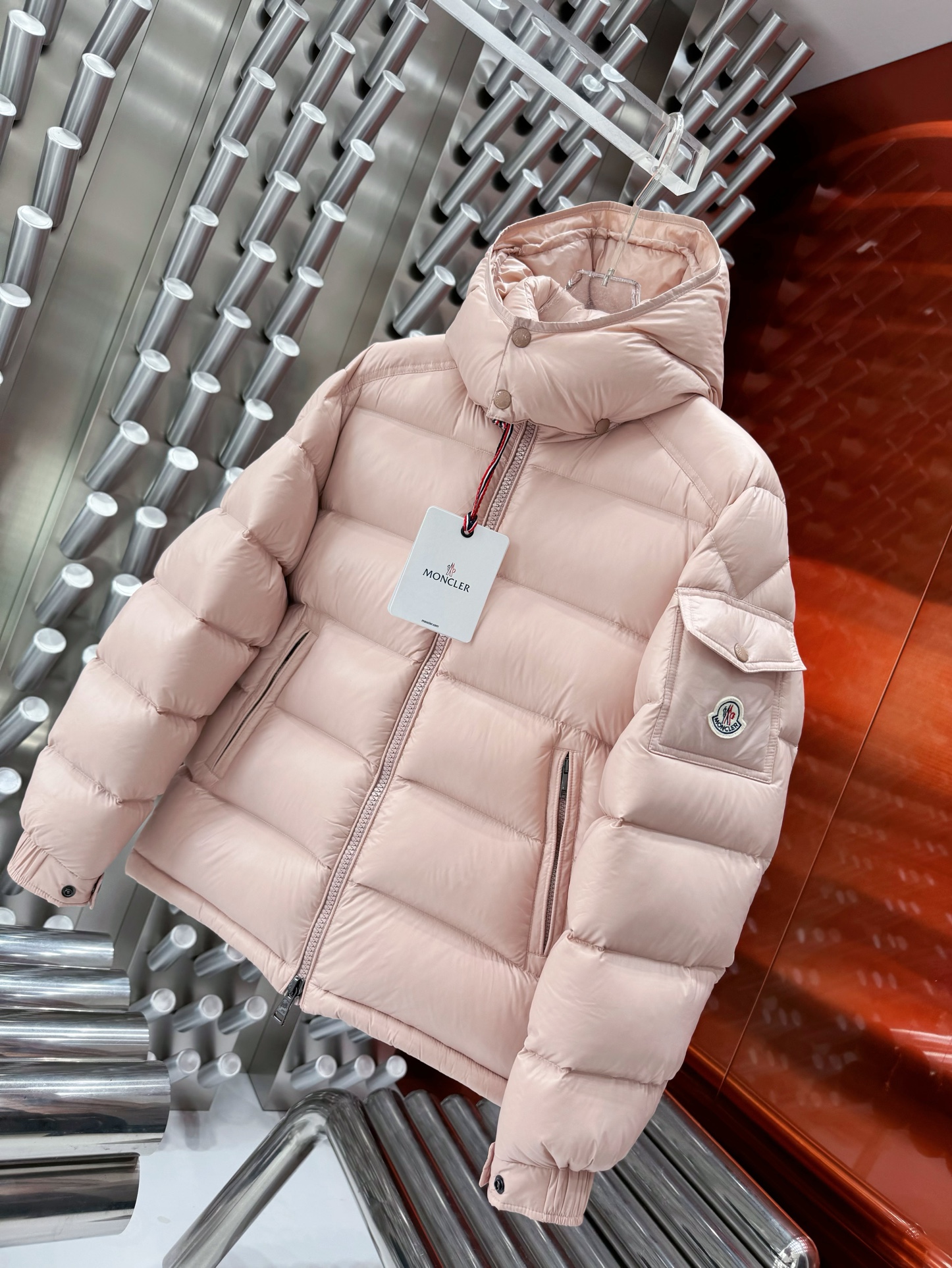Bagsaaa Moncler Enfant Gles puffer jacket light pink