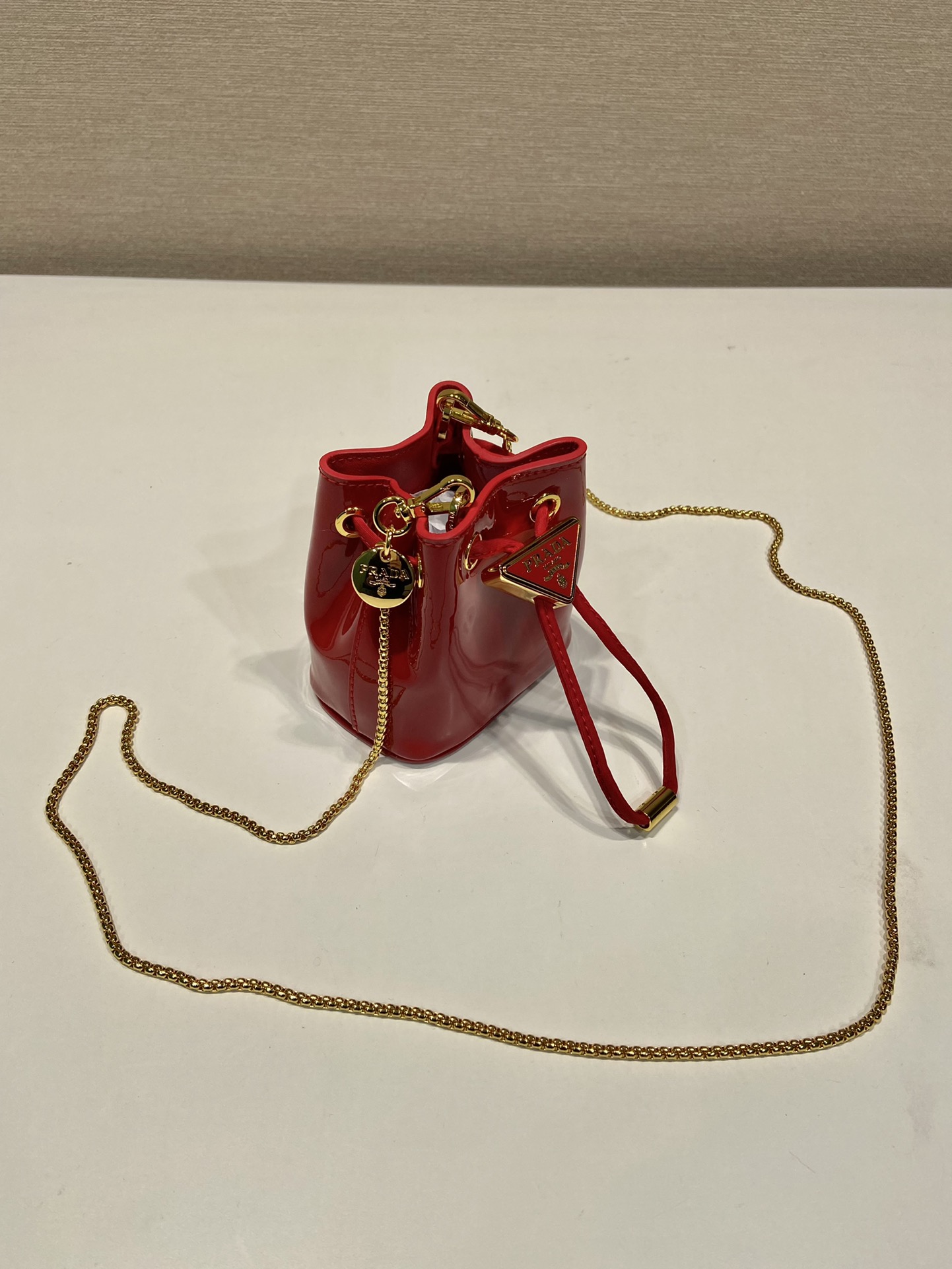 Bagsaaa Pra*a Patent leather mini-pouch red - 9.5cm
