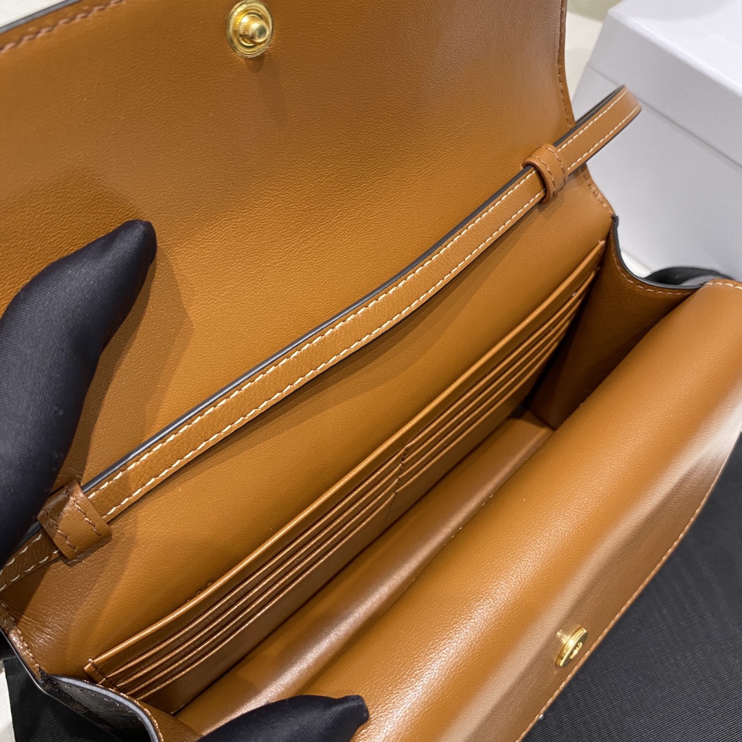 Bagsaaa Ce1i*e Wallet on strap in Triomphe Canvas and Smooth Lambskin - 20 x 12 x 5 CM