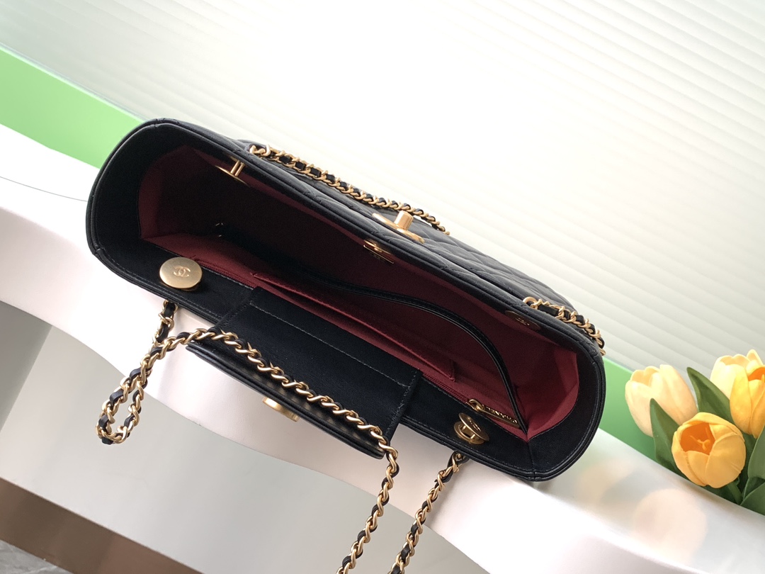 Bagsaaa Ch**el Small Shopping Bag Black AS5215 - 19x28x9 cm