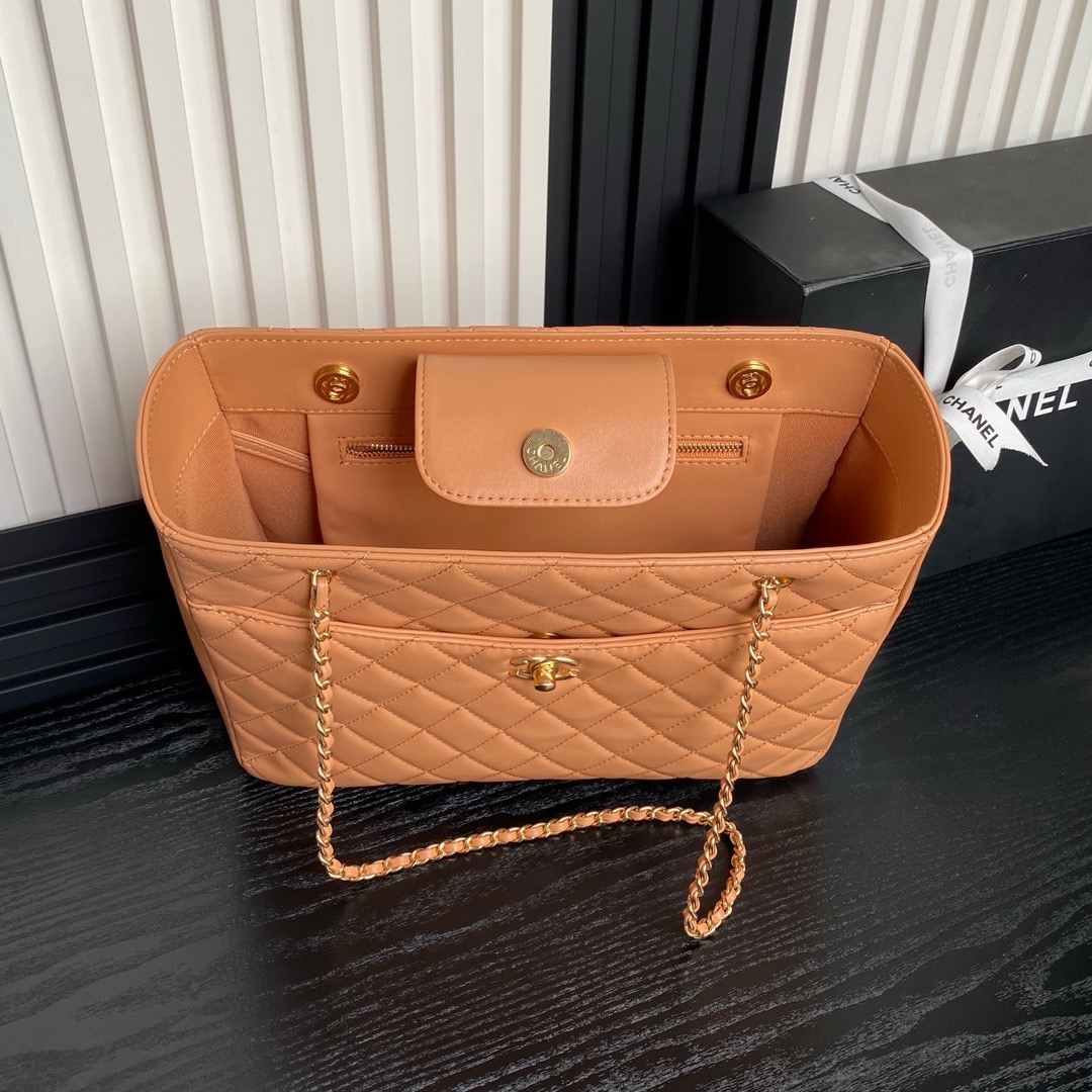 Bagsaaa Ch**el Small Shopping Bag Camel AS5192 - 24×32×12cm