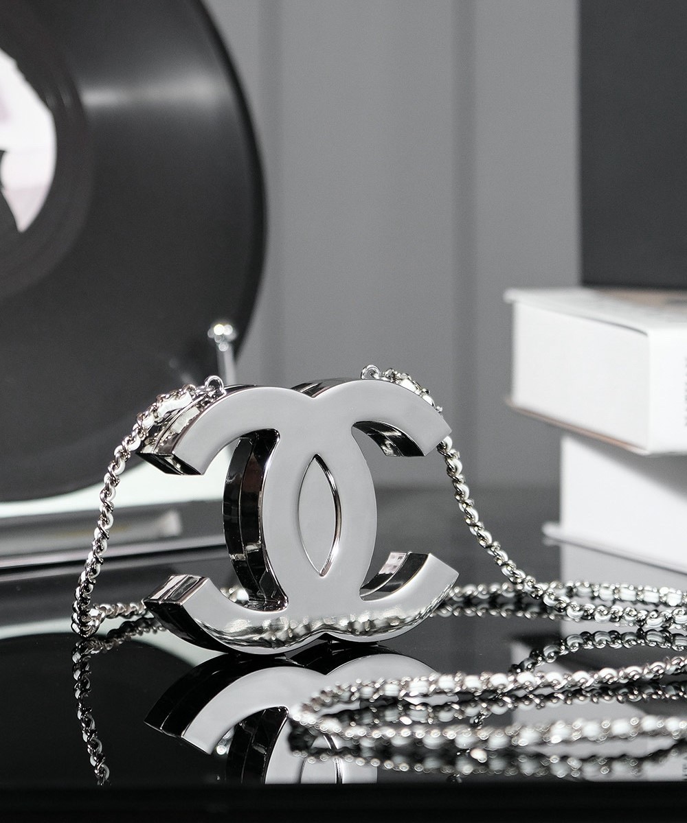 Bagsaaa Ch**el Long Necklace Silver ABE814