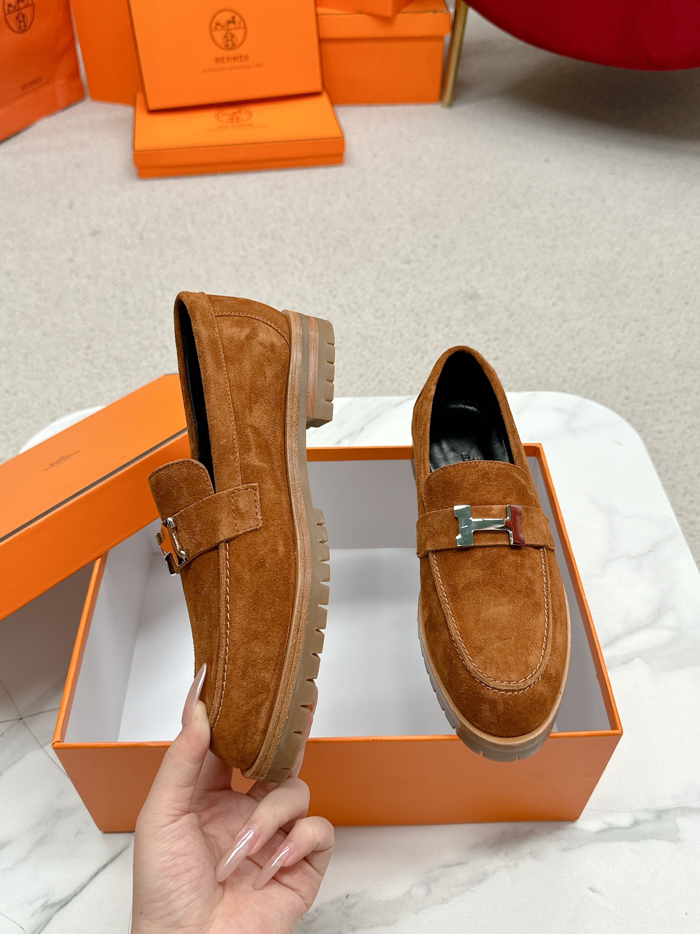 Bagsaaa H**me5 Faubourg loafer brown suede