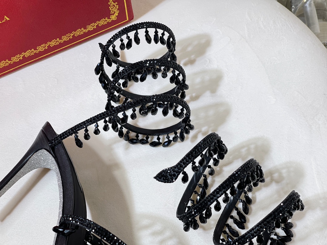 Bagsaaa Rene Caovilla Cleo crystal-embellished Heels Black