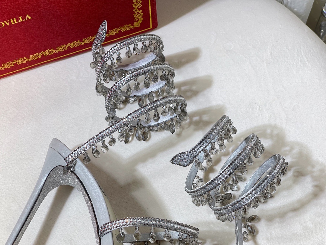 Bagsaaa Rene Caovilla Cleo crystal-embellished Heels Silver