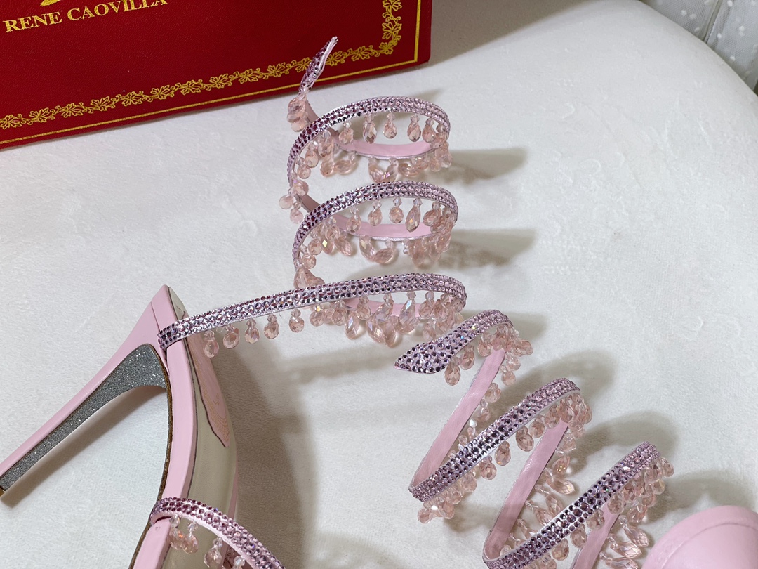 Bagsaaa Rene Caovilla Cleo crystal-embellished Heels Pink