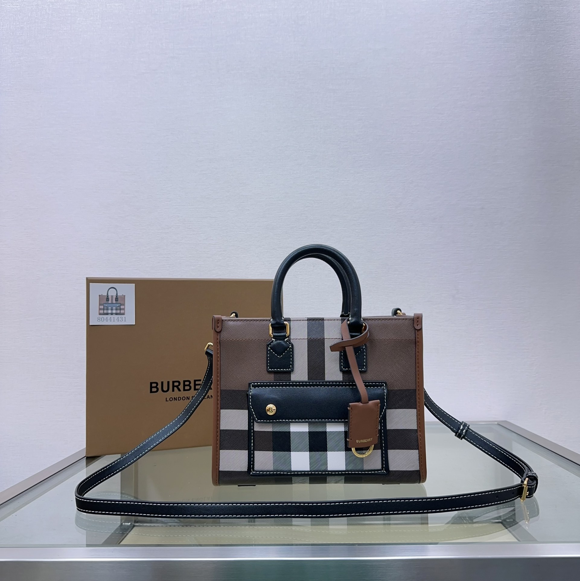 Bagsaaa Bv*b*rry Mini Freya Tote Dark Brown - 23 x 8 x 19cm