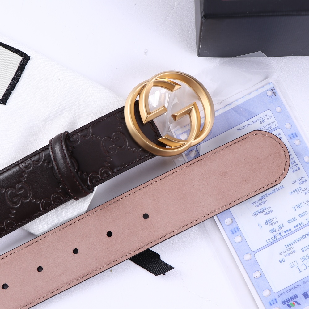 Bagsaaa Gvc*1 Brown Belt & Gold 4cm