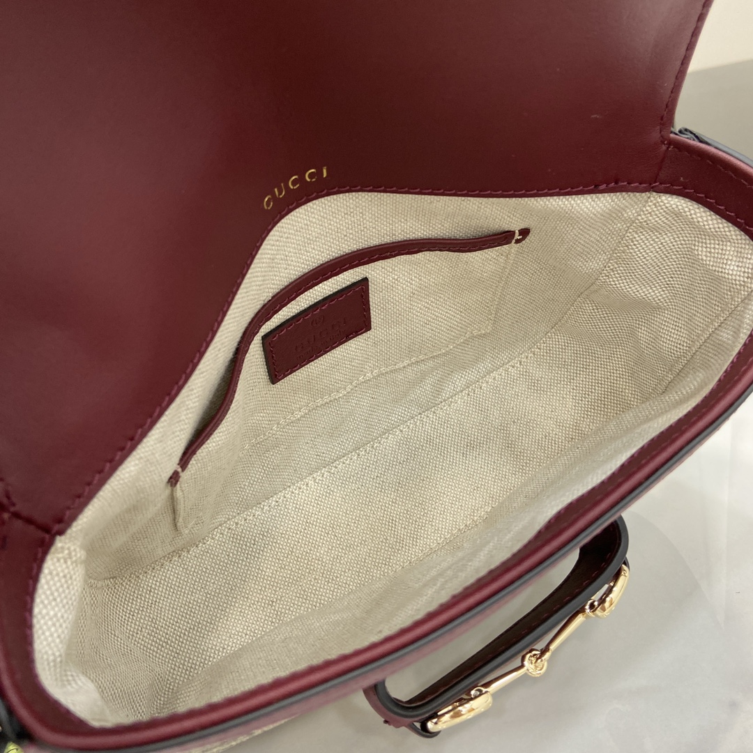 Bagsaaa Gvc*1 Horsebit 1955 mini shoulder bag 815205 Beige & Red - 20 x 14.5 x 5 cm