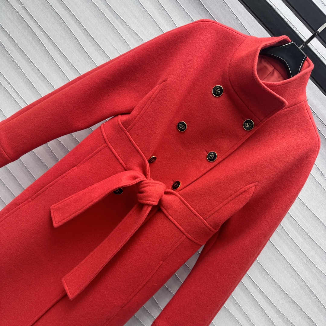 Bagsaaa Va1e*ntin0 Compact Drap Coat Red