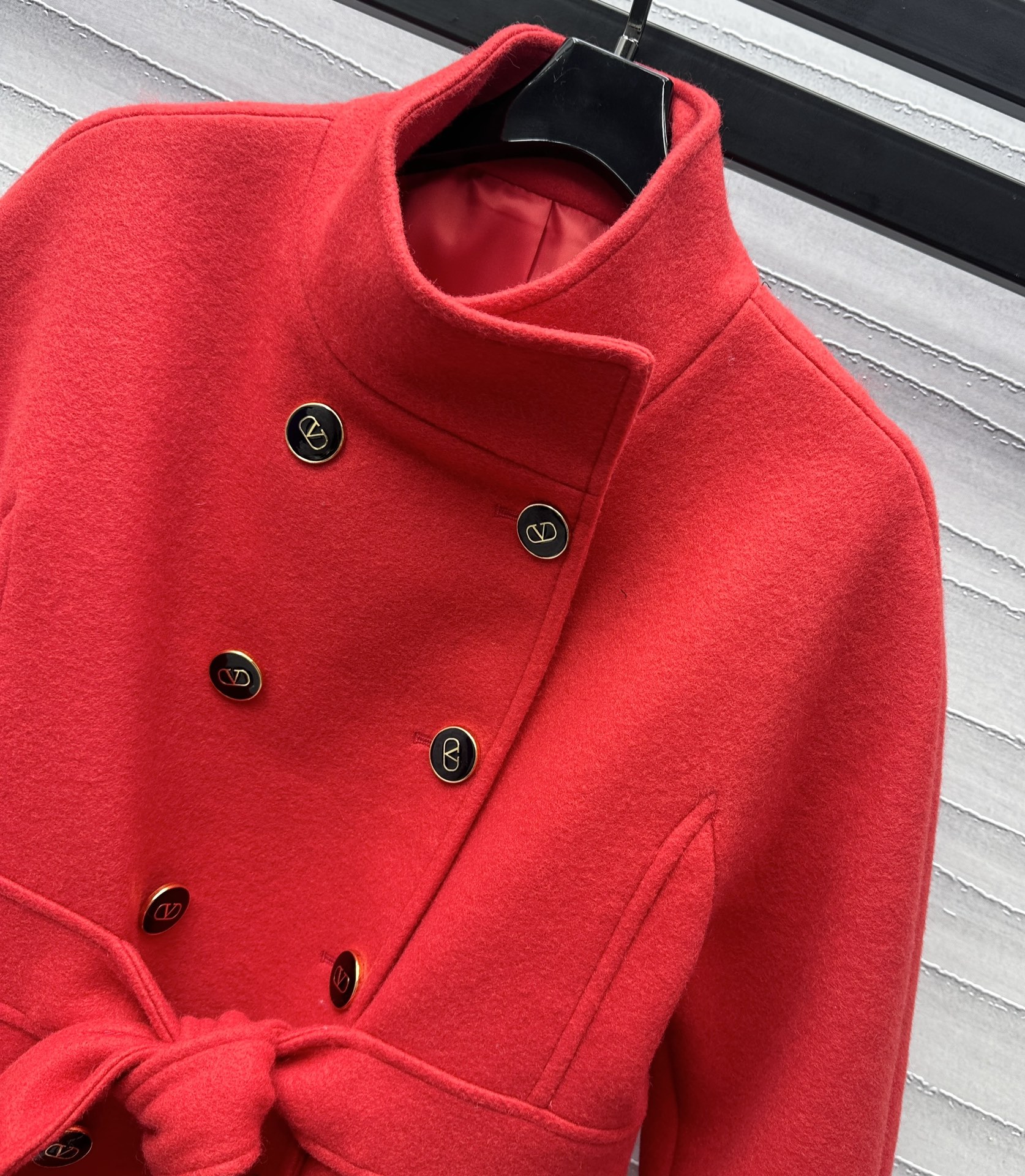 Bagsaaa Va1e*ntin0 Compact Drap Coat Red