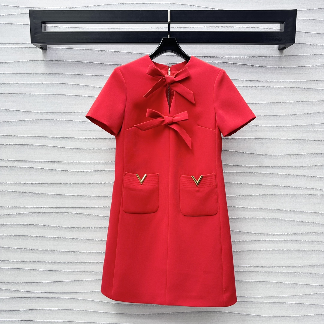 Bagsaaa Va1e*ntin0 Crepe Couture Short Dress Red