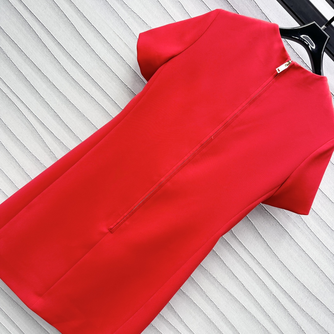Bagsaaa Va1e*ntin0 Crepe Couture Short Dress Red