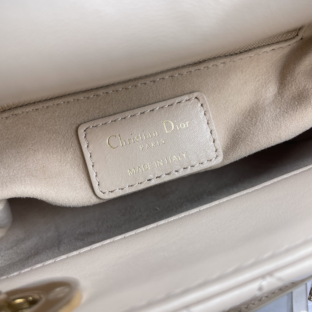 Bagsaaa Mini Lady D10r Bag Powder Beige Cannage Lambskin - 17 x 15 x 7 cm