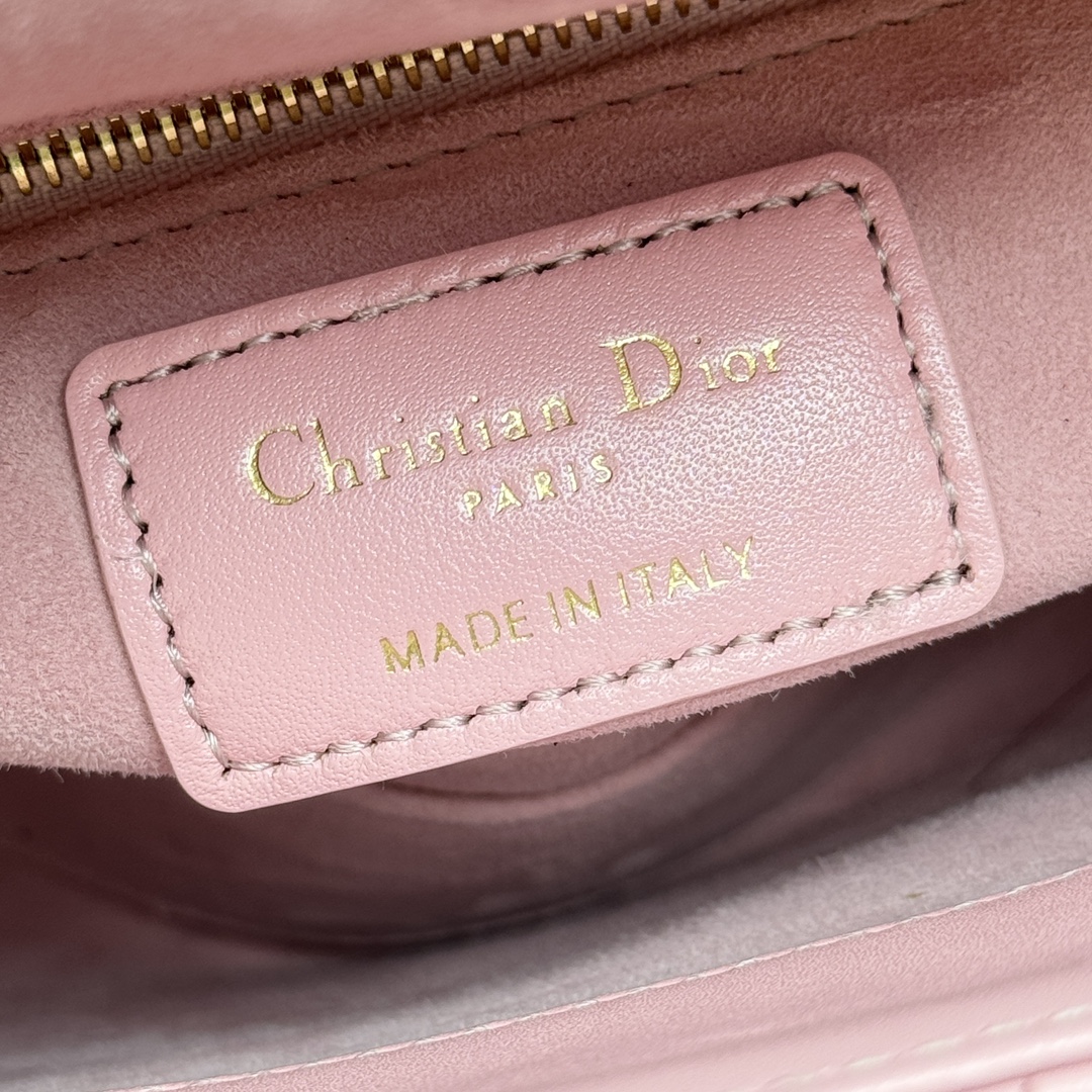 Bagsaaa Mini Lady D10r Bag Light Pink Cannage Lambskin - 17 x 15 x 7 cm