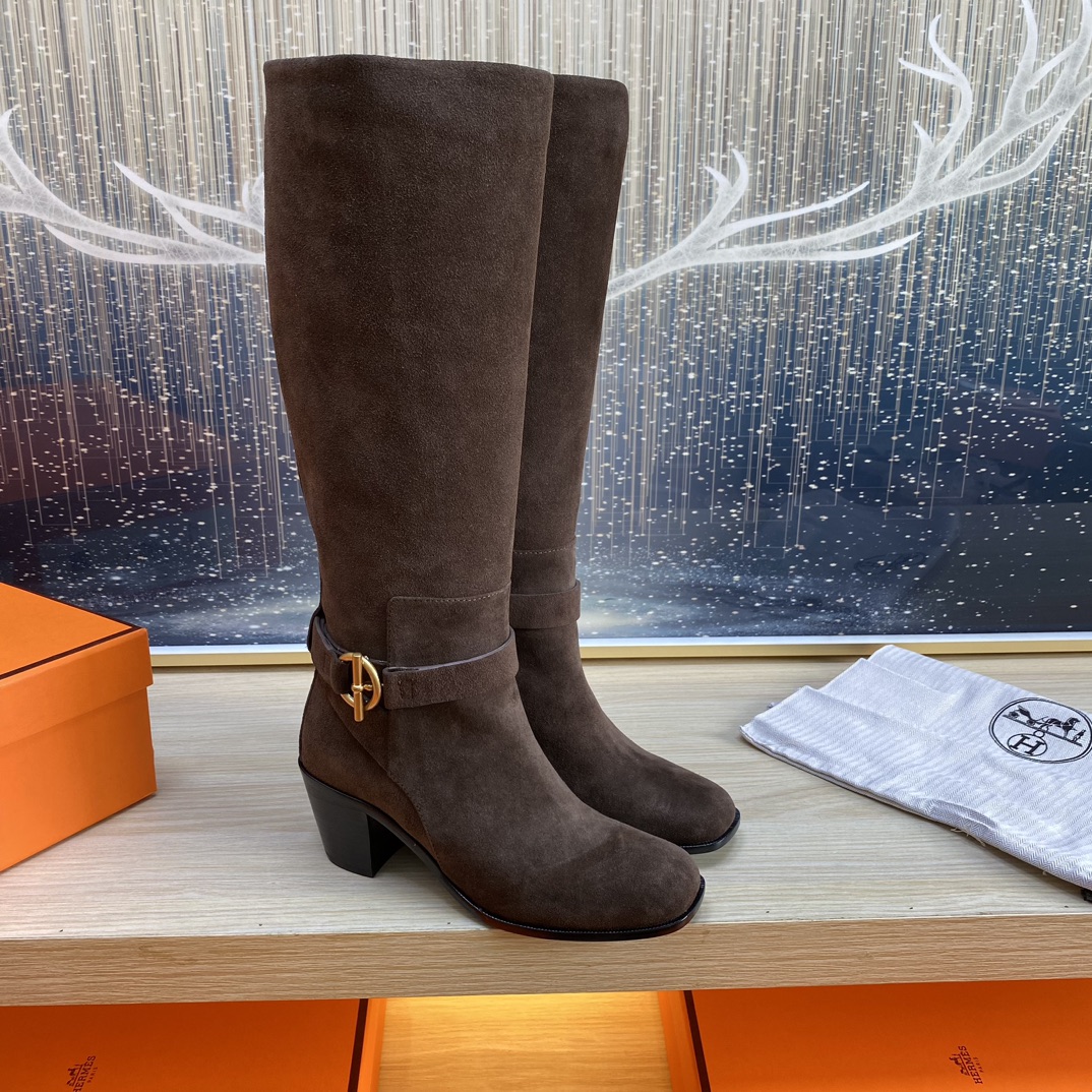 Bagsaaa H**me5 Justine 50 boot dark brown suede