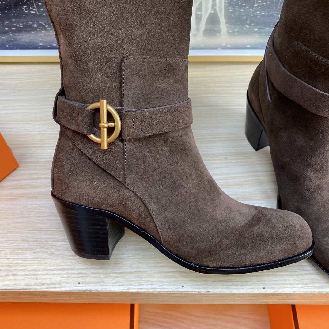 Bagsaaa H**me5 Justine 50 boot dark brown suede