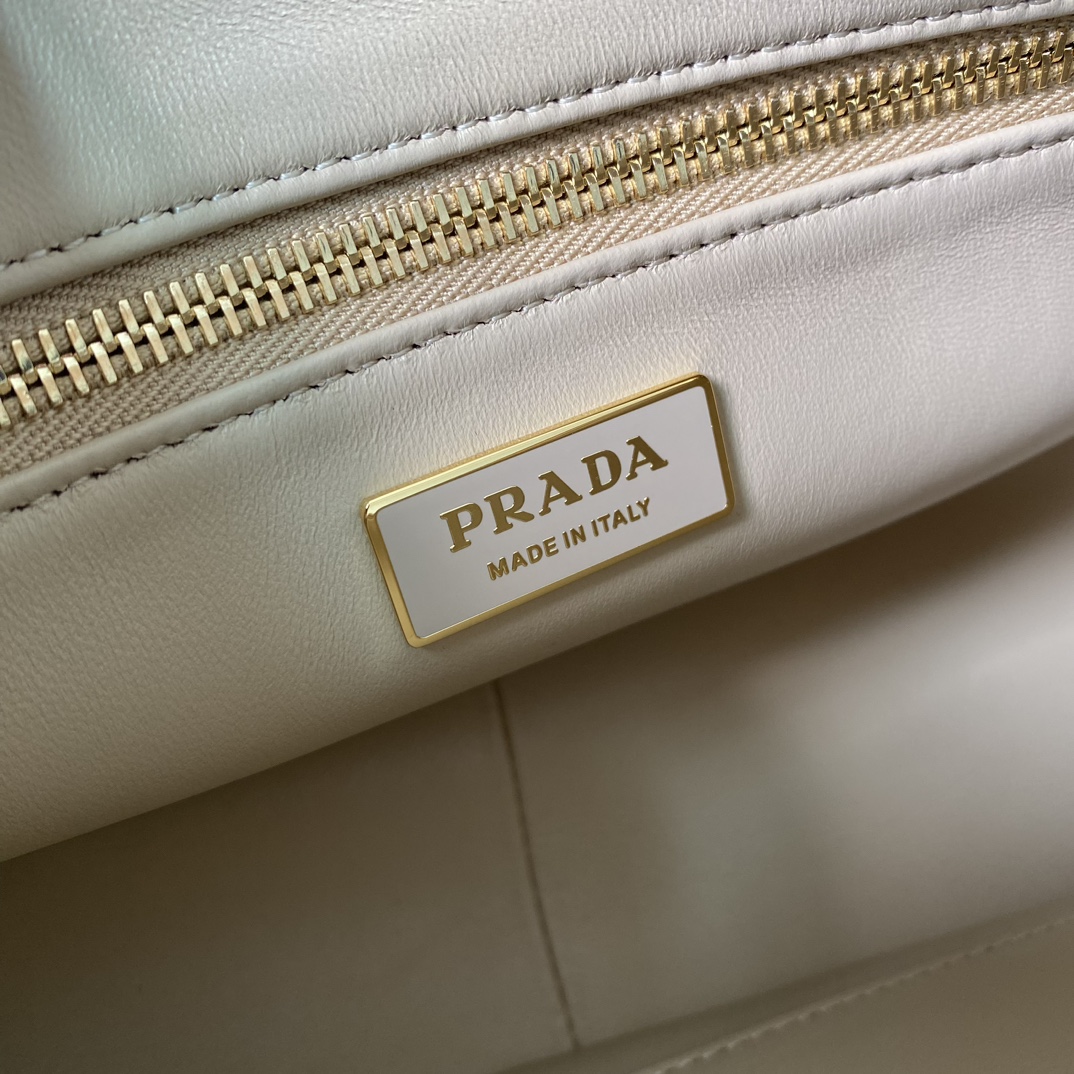 Bagsaaa Pra*a Aimée medium leather shoulder bag beige - 31*18*10cm