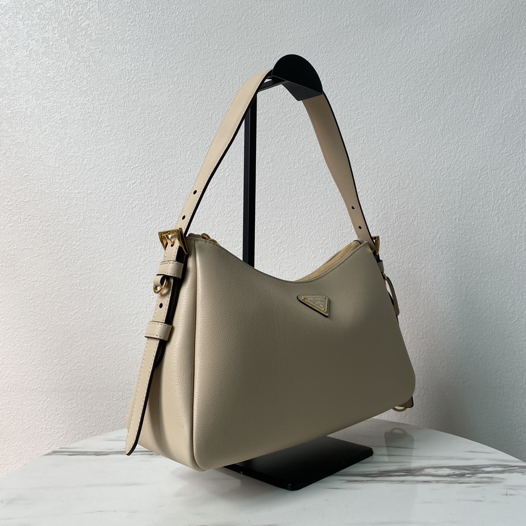 Bagsaaa Pra*a Aimée medium leather shoulder bag beige - 31*18*10cm