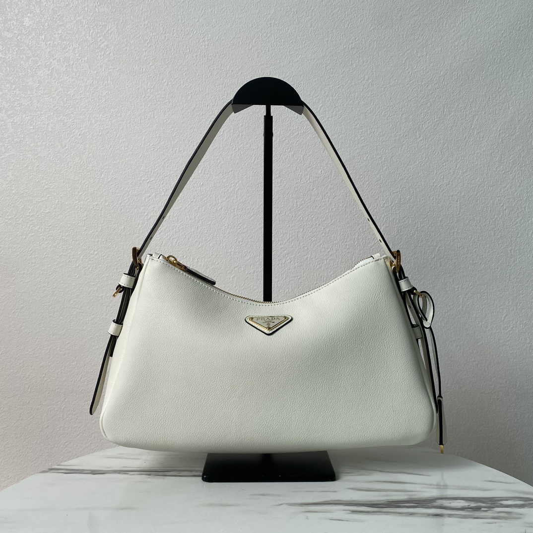 Bagsaaa Pra*a Aimée medium leather shoulder bag white - 31*18*10cm