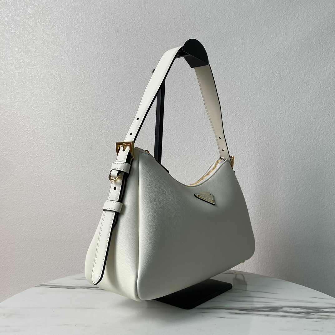 Bagsaaa Pra*a Aimée medium leather shoulder bag white - 31*18*10cm