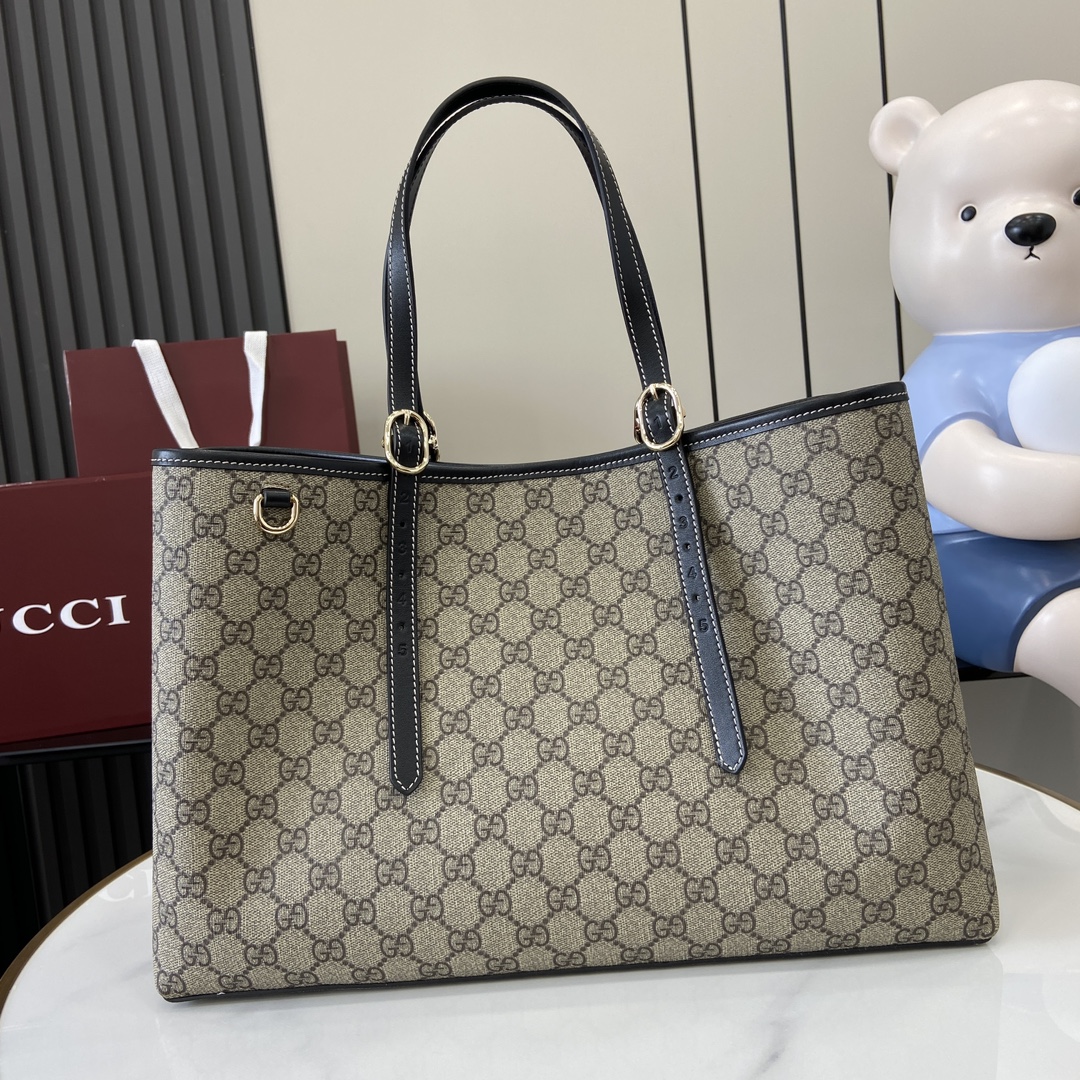 Bagsaaa Gvc*1 GG Emblem Medium Tote Bag 815213 beige & black - 38 x 25 x 15 cm