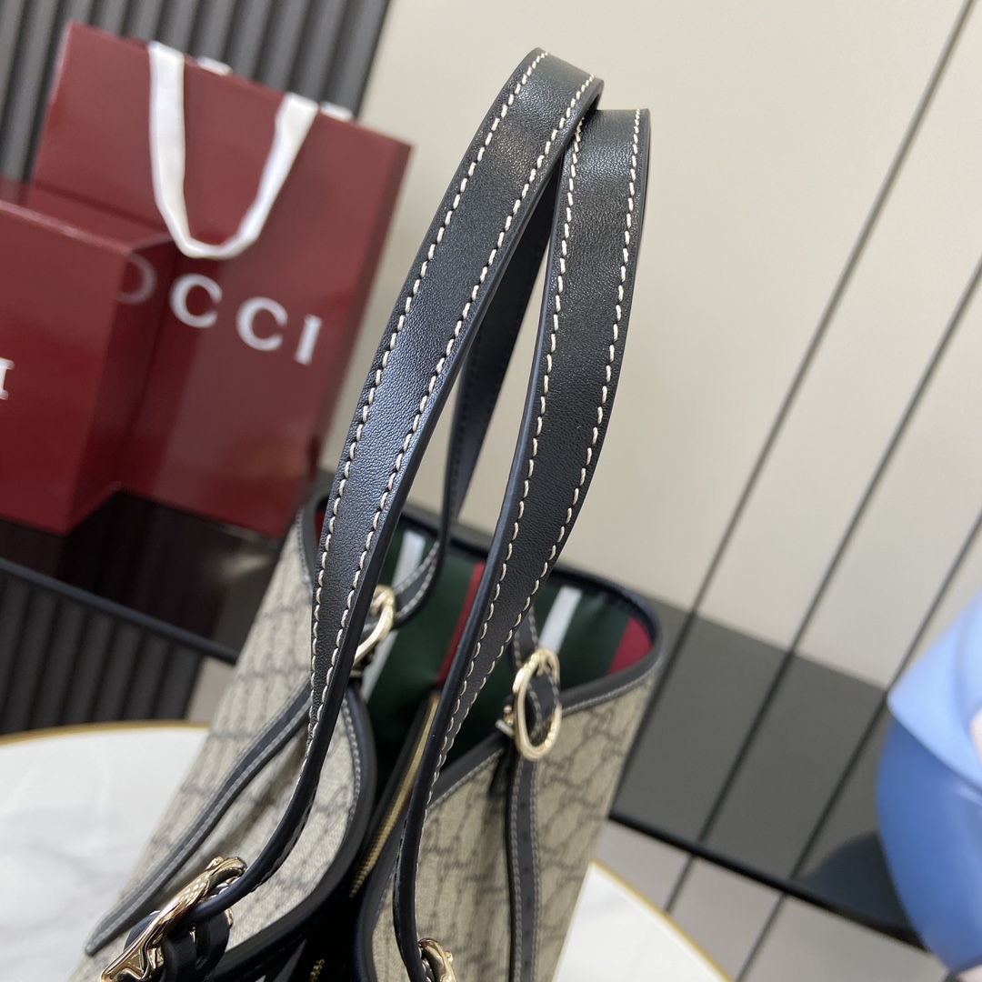 Bagsaaa Gvc*1 GG Emblem Medium Tote Bag 815213 beige & black - 38 x 25 x 15 cm