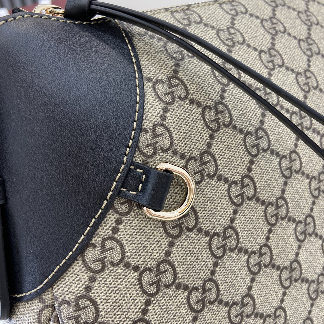 Bagsaaa Gvc*1 GG Emblem medium shoulder bag 815217 beige & black - 37 x 23 x 8cm
