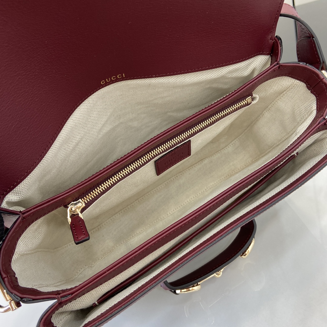 Bagsaaa Gvc*1 Horsebit 1955 small shoulder bag 815178 beige & red - 26x17.5x10 cm