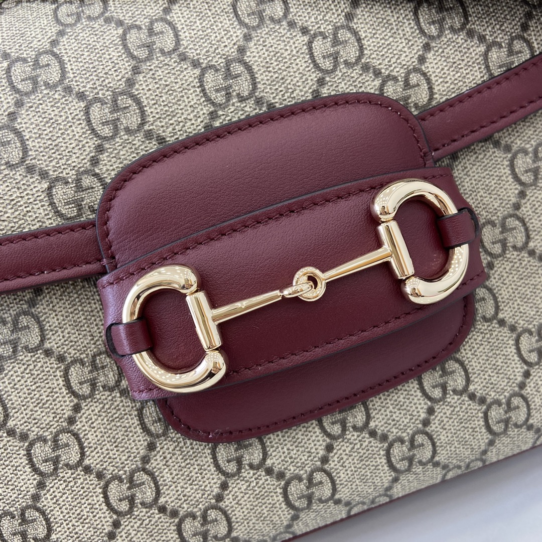 Bagsaaa Gvc*1 Horsebit 1955 small shoulder bag 815178 beige & red - 26x17.5x10 cm
