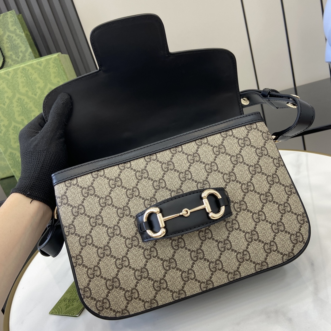 Bagsaaa Gvc*1 Horsebit 1955 small shoulder bag 815178 beige & black - 26x17.5x10 cm
