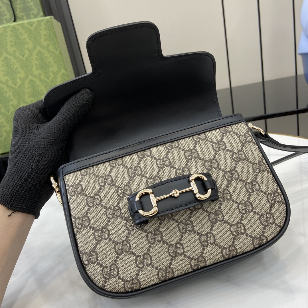 Bagsaaa Gvc*1 Horsebit 1955 mini shoulder bag 815205 Beige & Black - 20 x 14.5 x 5 cm