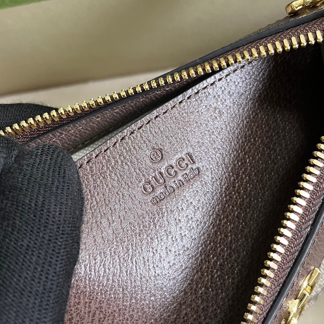 Bagsaaa Ophidia GG Small Handbag 735132 Beige & Brown - 25 x 15.5 x 6cm