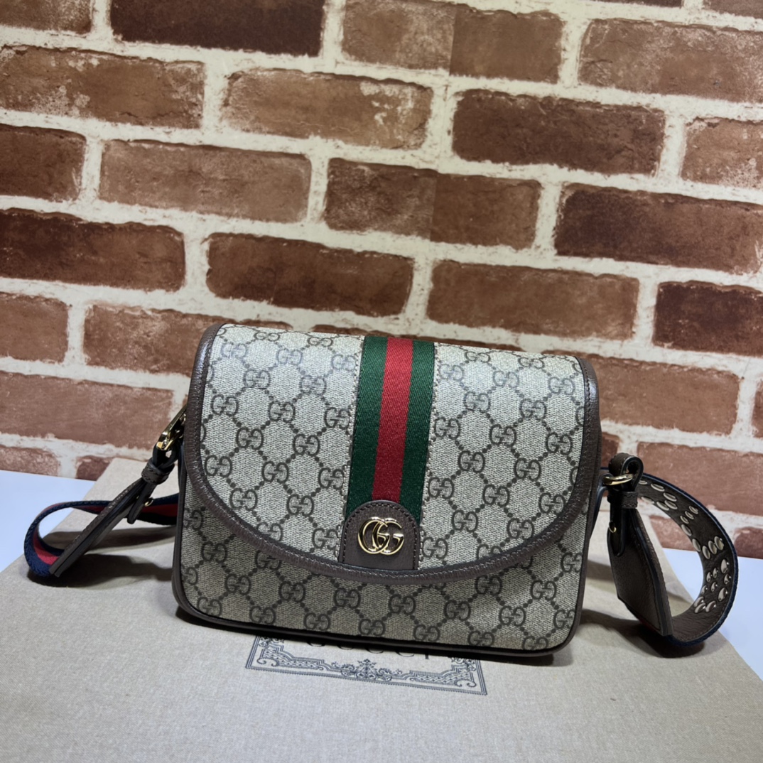 Bagsaaa Gvc*1 Ophidia small shoulder bag 722117 beige & brown - 23x17x7cm