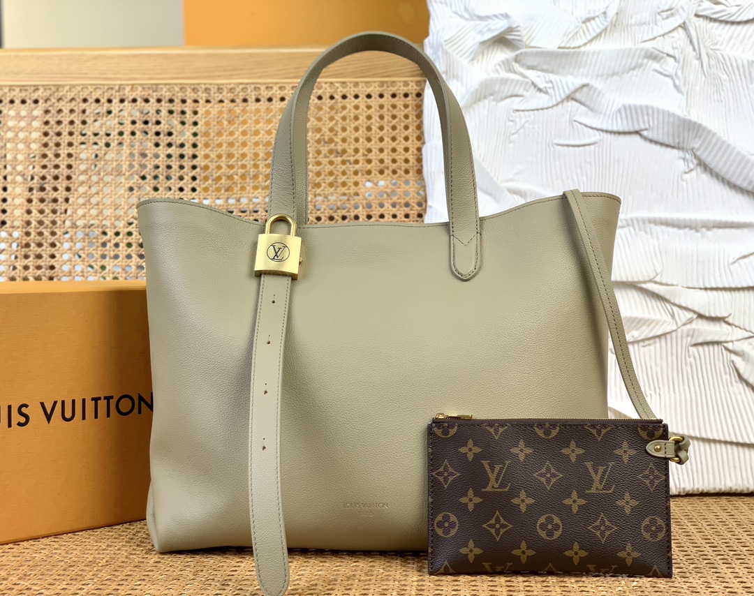Bagsaaa L0vis Vvtt0n M25343 Low Key Cabas MM Bag Clay Green - 47 x 30 x 14 cm