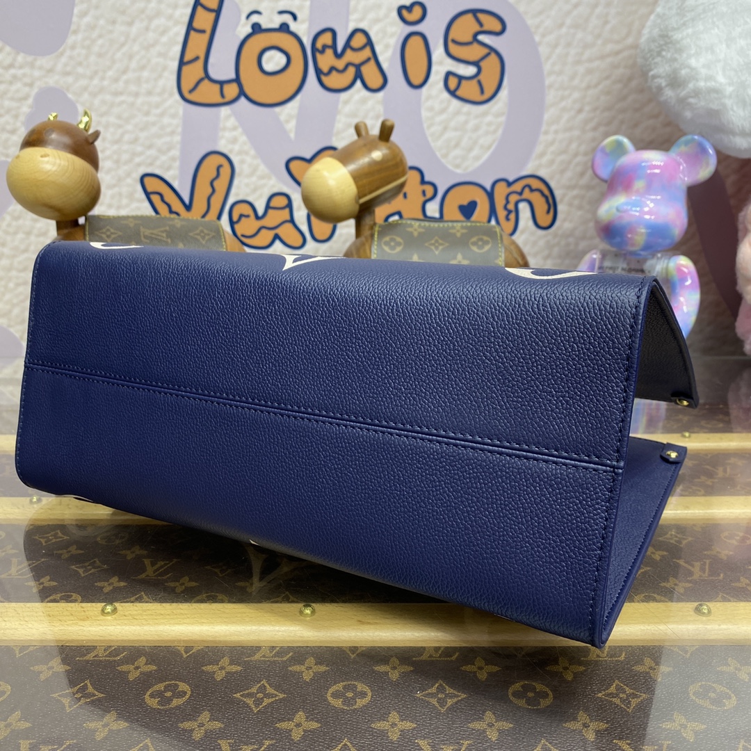 Bagsaaa L0vis Vvtt0n M47084 OnTheGo MM Tote Bag Navy/Cream - 35 x 27 x 14 cm
