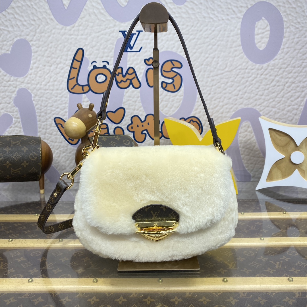 Bagsaaa L0vis Vvtt0n M12097 Sunset Bag Cream Shearling - 27 x 18 x 3 cm