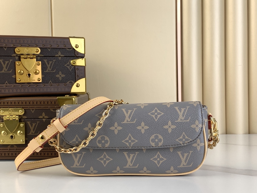 Bagsaaa L0vis Vvtt0n M12778 Ivy Wallet on Chain Bag Trianon Grey - 23.5 x 12 x 4.3 cm