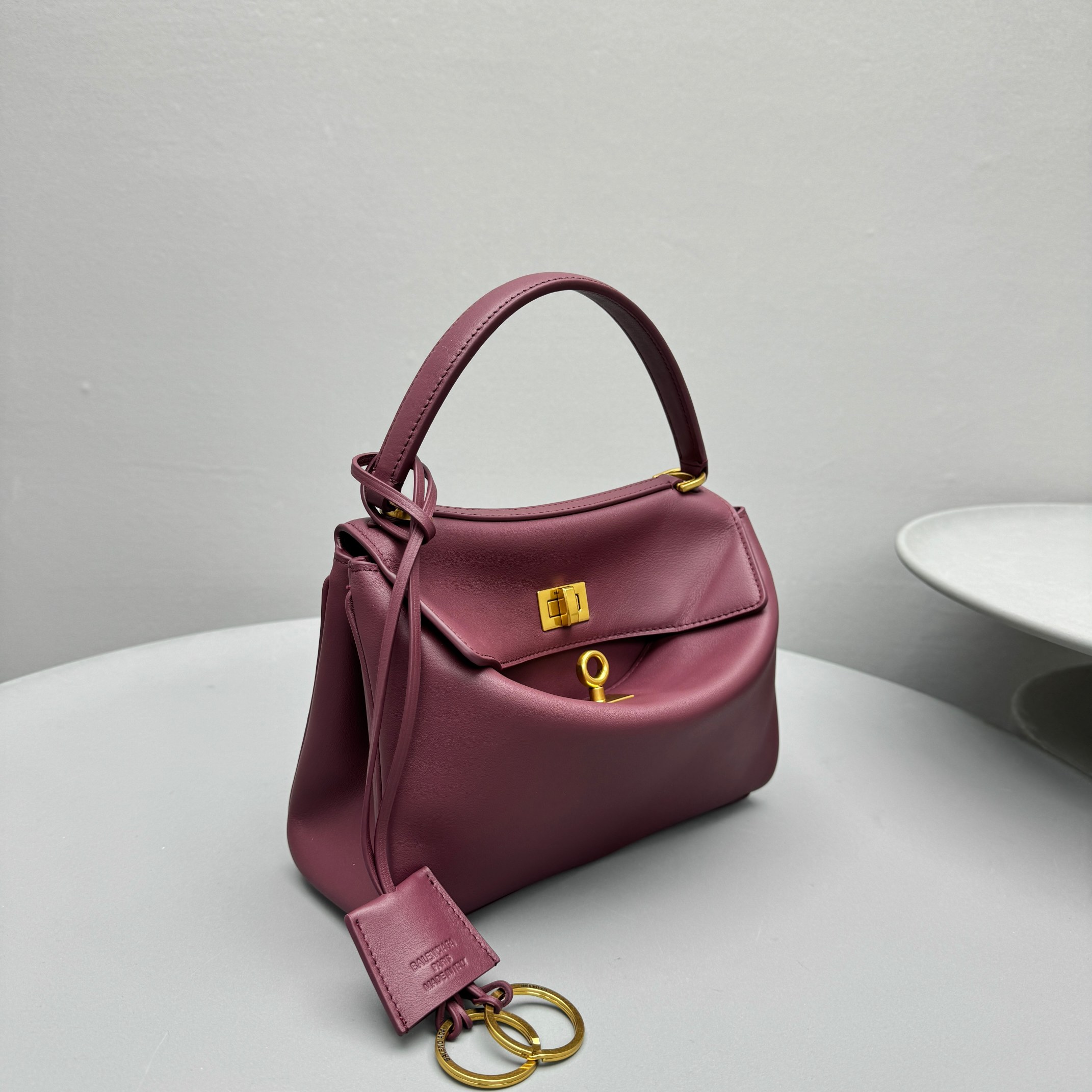 Bagsaaa Ba1en*iaga Rodeo Mini Handbag in Dark Burgundy - 23x10x8cm