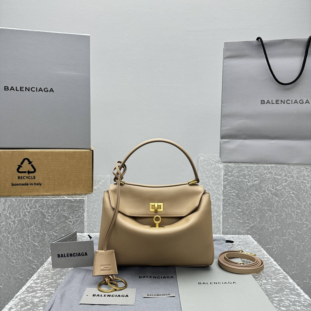 Bagsaaa Ba1en*iaga Rodeo Mini Handbag in Beige - 23x10x8cm