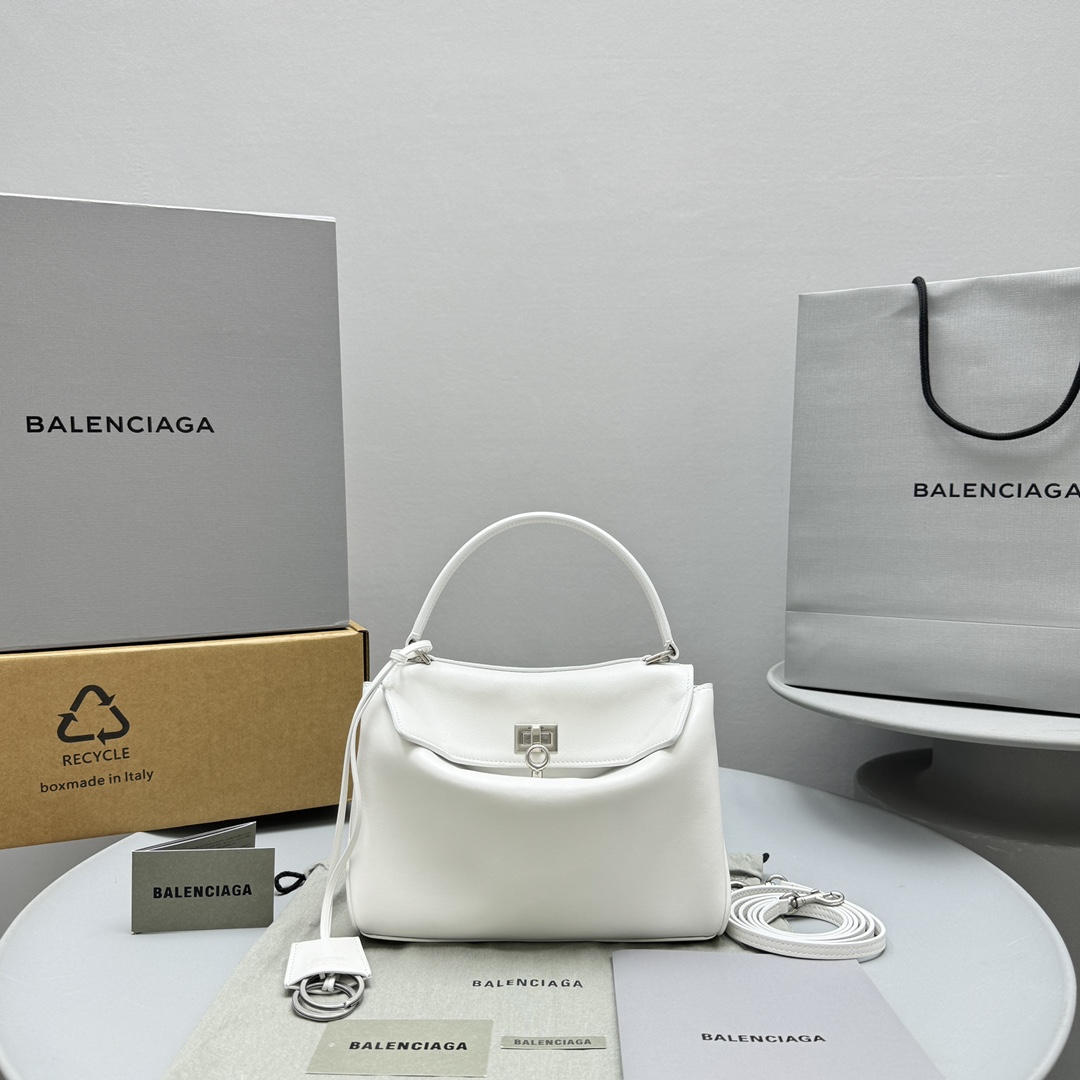 Bagsaaa Ba1en*iaga Rodeo Mini Handbag in White - 23x10x8cm