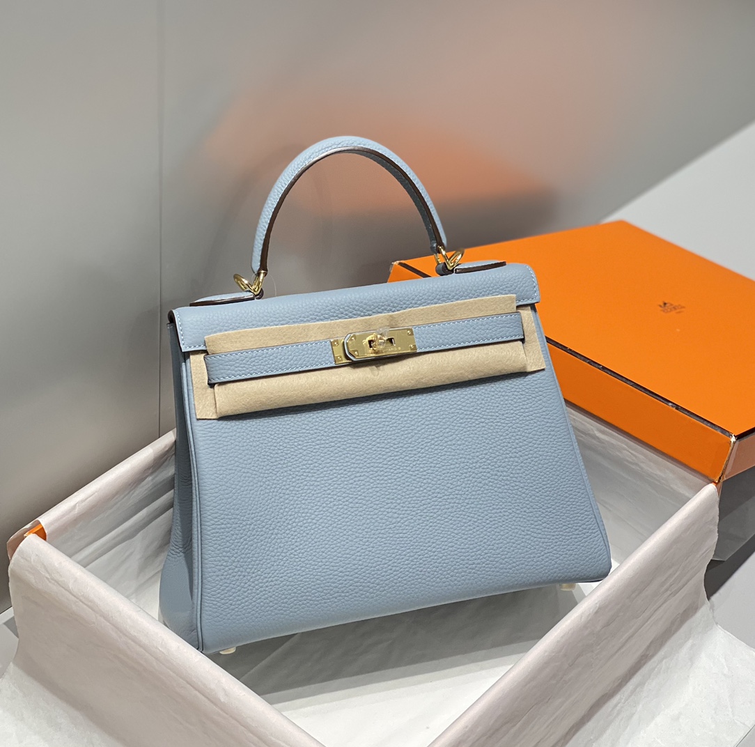Bagsaaa H**me5 Kelly Light Blue Togo & Gold Hardware - 28cm
